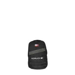 A black Rucker 4.0 backpack with a British flag patch and "GORUCK" text on the front, designed for rucking, displayed against a white background.