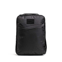 Black GORUCK backpack with a top handle and diagonal front zipper pocket, made for durable rucking gear