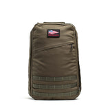 GORUCK GR1 Classic 26L Ranger Green backpack with patch and MOLLE webbing, front view