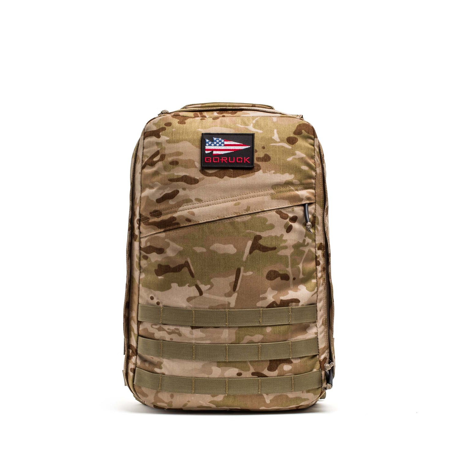 The GR1 USA - Cordura is a camouflage backpack with an American flag patch and 