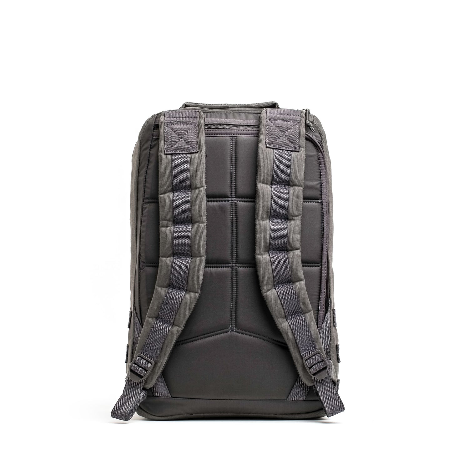 A gray GR1 USA - Cordura rucksack is shown from the back, showcasing its Special Forces tested padded straps and back panel against a white background.