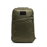 GORUCK dark green rucksack with front zipper pocket and velcro patch, durable rucking gear