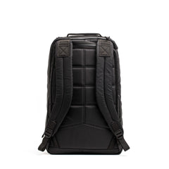 Black GORUCK backpack with padded back and adjustable shoulder straps on white background