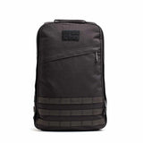 GORUCK GR1 black rucksack backpack with MOLLE webbing and top handle, front view