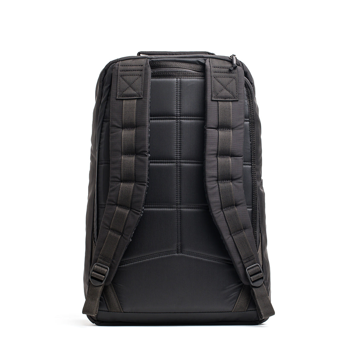The GR1 USA - Ripstop ROBIC® is a black backpack made from ultra-lightweight ripstop nylon, featuring padded straps and a quilted back panel, shown standing upright on a white background.