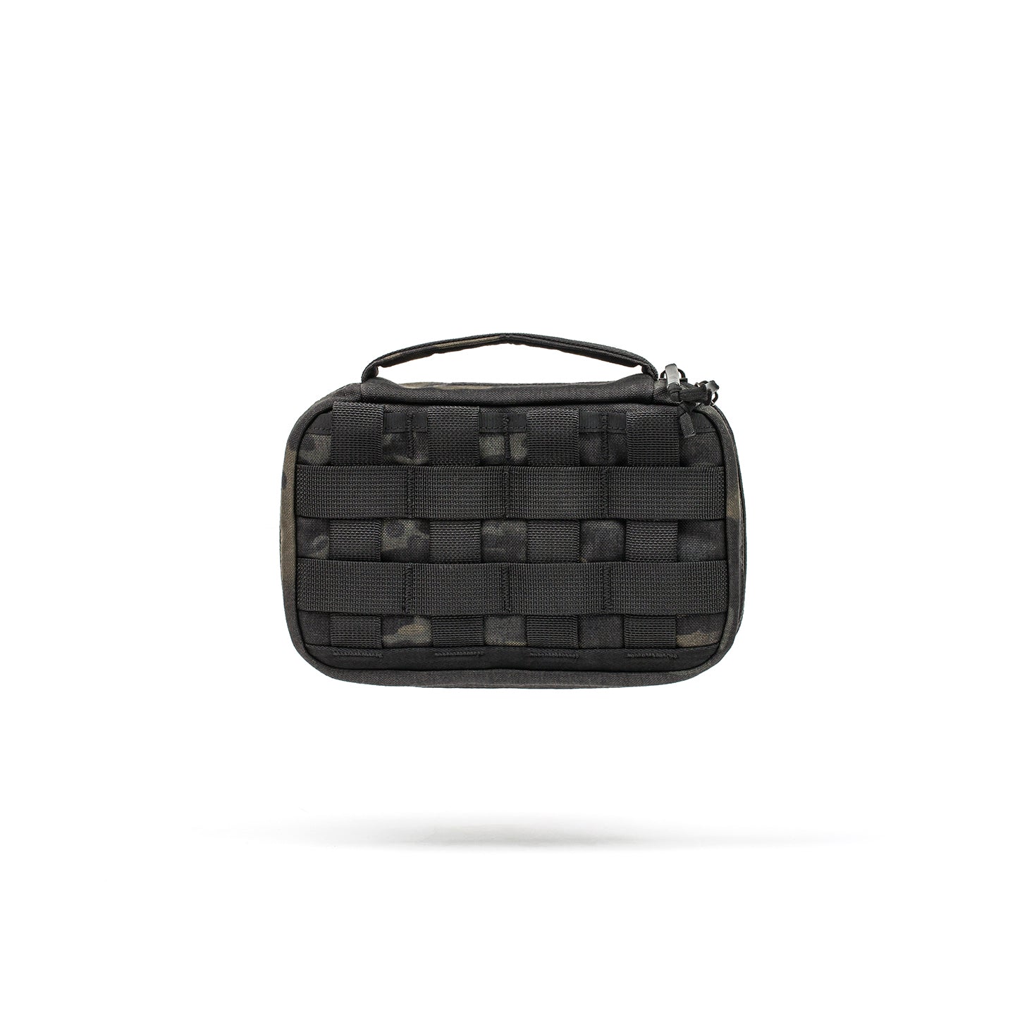 The GR1 Field Pocket is a compact black tactical pouch with a handle and webbing, ideal for organizing electronics or carrying camera gear. Shown isolated on a white background.