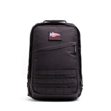 GORUCK GR2 26L black tactical rucksack with American flag patch, rugged design