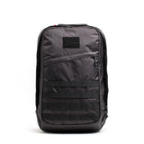 GORUCK black Dyneema rucksack with top stash pocket and MOLLE webbing, front view