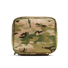 The GR2 Field Pocket - X-PAC is a square camouflage pouch with AquaGuard zippers, made from waterproof fabric, perfect as an electronics organizer. Shown on a plain white background.