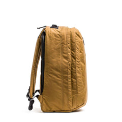 Side view of a coyote brown GORUCK GR2 backpack with XPAC fabric and padded shoulder straps