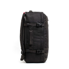 GORUCK black 1000D rucking backpack side view with compression straps and handles