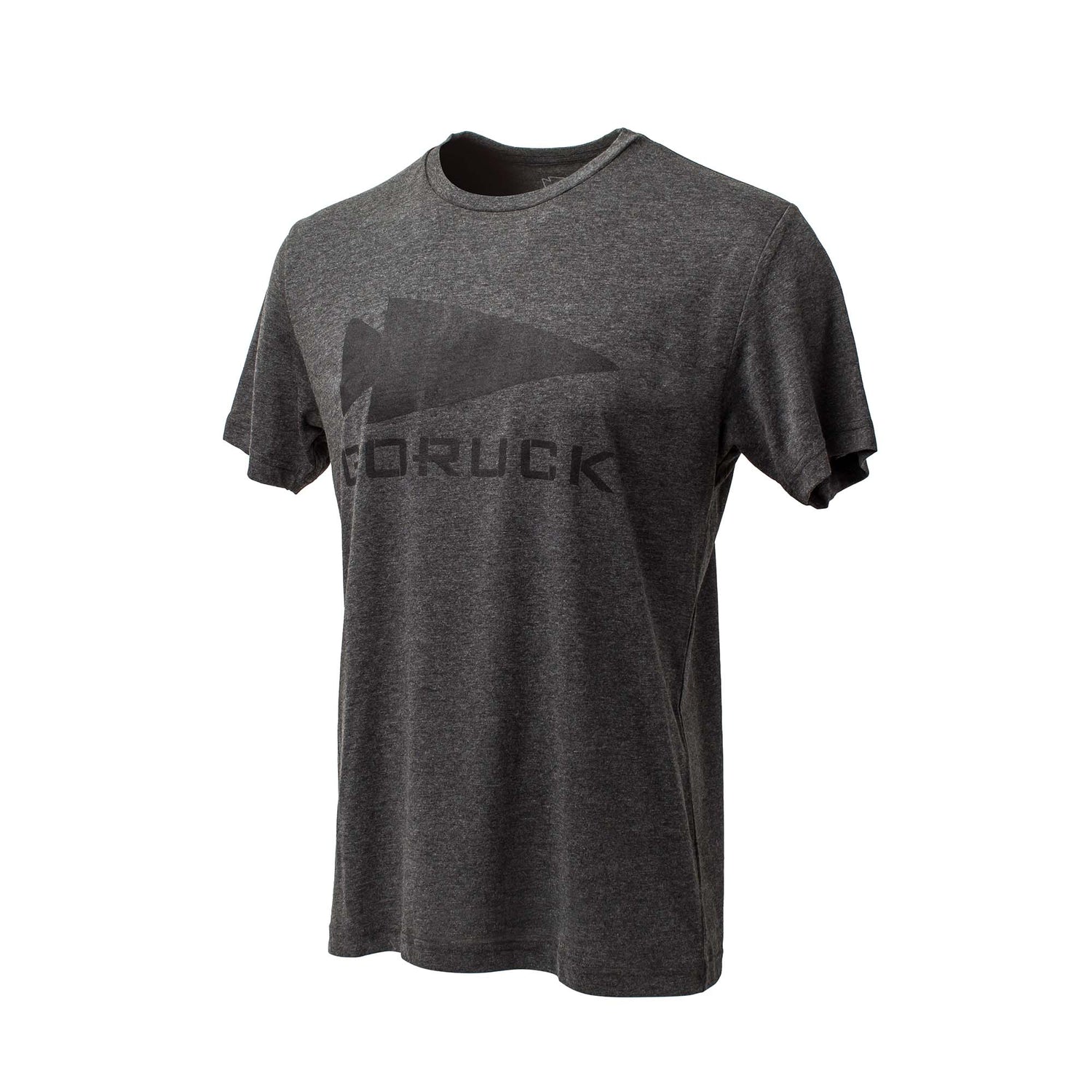 The GORUCK Spearhead Tee - Tri-Blend features a dark gray, short-sleeve design with 