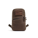 GORUCK Heritage Grenade pouch in dark oak, rugged brown canvas with leather patch logo