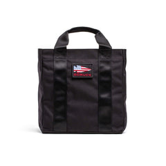 GORUCK black Grocery Getter tote bag with American flag patch and sturdy handles