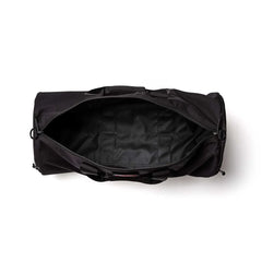 GORUCK 38L black gym bag open top view, spacious rucking gear duffel on white background
