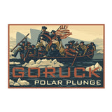 GORUCK Polar Plunge graphic showing a group in colonial attire rowing through icy water.
