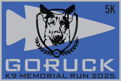 The National Police K9 Day: 2025 Fallen K9 Memorial Virtual Run/Ruck (Youth) features a blue logo with a German Shepherd in a badge, honoring law enforcement K9s and the Fallen K9 Memorial Ruck and Run.