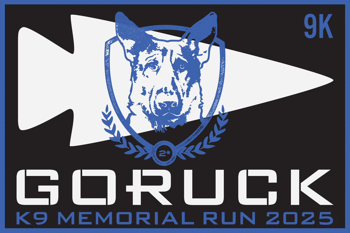 The National Police K9 Day: 2025 Fallen K9 Memorial Virtual Run/Ruck (Youth) logo features a German Shepherd and arrowhead, honoring law enforcement K9s with a virtual run.
