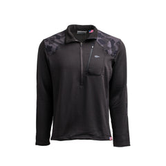 GORUCK Indestructible Grid Fleece half-zip pullover in black with black Frogskin camo shoulder patches and chest pocket