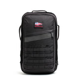GORUCK Long Range Rucker 4.0 backpack, black, front view, MOLLE webbing, patch