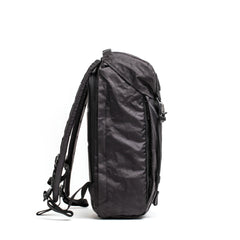 GORUCK black Dyneema rucksack side view, durable rucking backpack on white background