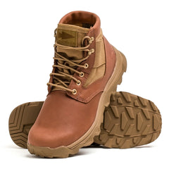 GORUCK MACV-2 Mid-Top rugged brown and coyote tactical boots with durable sole and padded collar