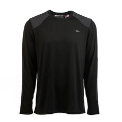 Men's black long sleeve merino wool shirt with reinforced shoulder and elbow patches, GORUCK logo