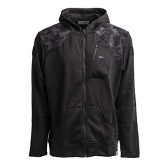 Men's black full-zip hoodie with black frogskin camo shoulder accents and chest zip pocket by GORUCK