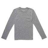 GORUCK men's heather grey long sleeve triblend shirt with chest pocket and outline embroidery