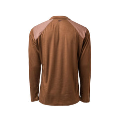GORUCK Merino 1/4 Zip Java brown long sleeve shirt, rear view, size L, rucking gear