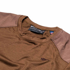 GORUCK short sleeve Merino wool shirt in Java brown with reinforced shoulder panels and logo