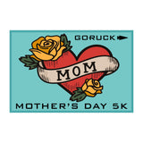 Celebrate any proud Mother Rucker with this "MOM" heart and yellow roses patch featuring “GORUCK, Mother’s Day 5K Anti-Virtual Challenge” on teal—a must-have addition to your mom patch collection.