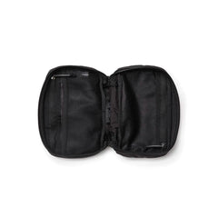 Open black GORUCK padded field pocket organizer with mesh compartments and zippers on white background
