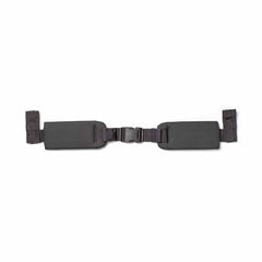 The Padded Hip Belt is black with side straps, a plastic buckle, and MOLLE webbing, shown laid flat on a white background.