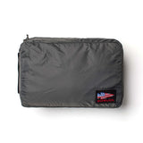 The Packing Cubes are gray zippered travel organizers made from durable 200D nylon, with a patch displaying an American flag and "GORUCK" on the lower right corner.