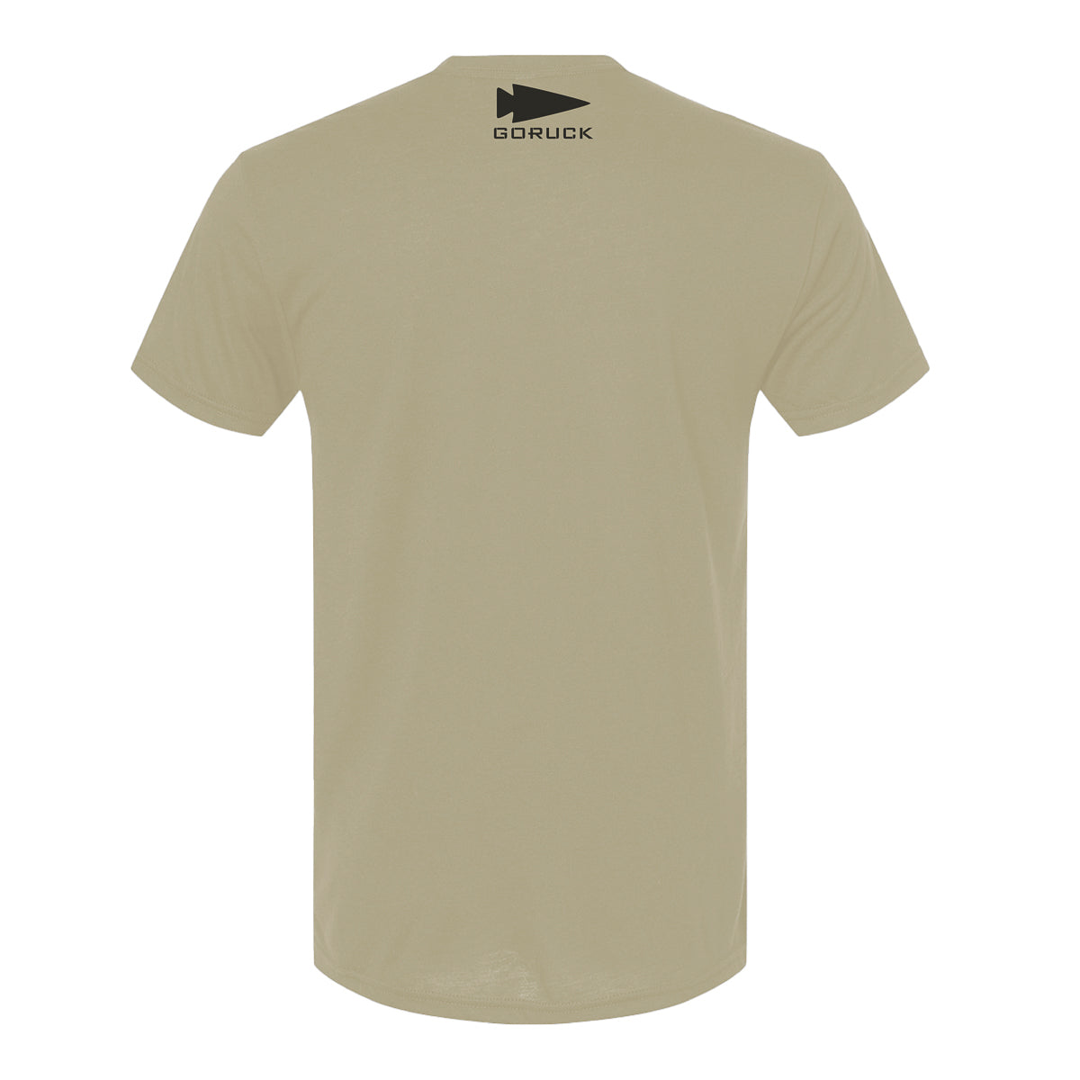 The Selection Jax Beach 2025 - Tri-Blend tee in beige is shown from the back, featuring a black GORUCK logo near the neckline. Made from premium tri-blend fabric for enduring comfort that embodies grit and resilience.