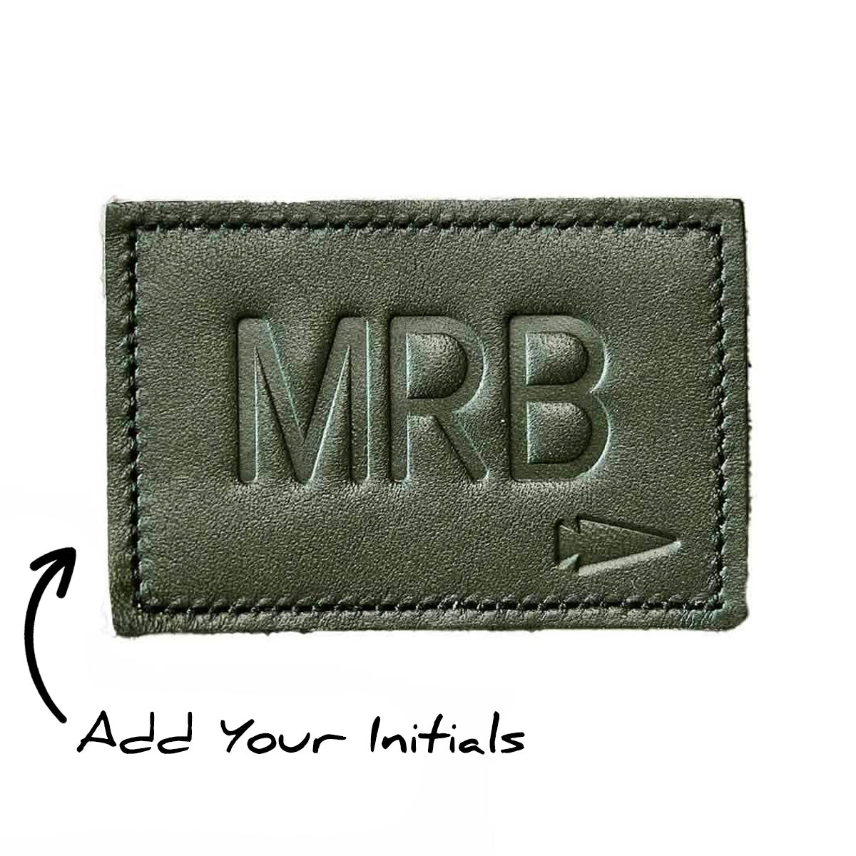 The Patch - Custom Leather Monogram features a green leather design embossed with 