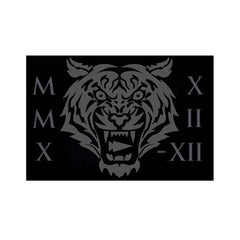 GORUCK Tribe 2022 patch with fierce tiger face and Roman numerals on black background