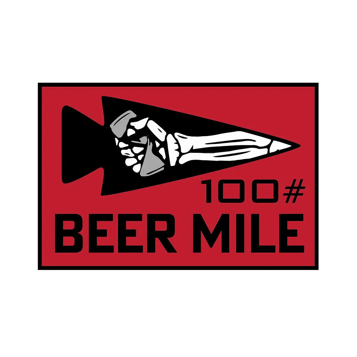 Patch - HEAVY MILE: Features a red arrow with a skeleton hand holding a beer and bold 