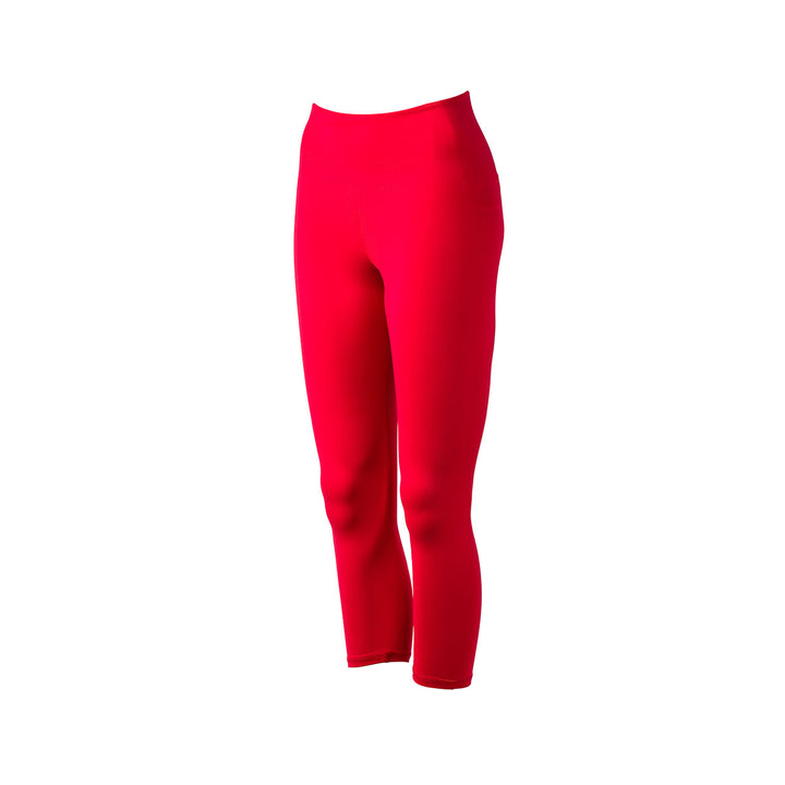 Bright red Women's Cropped Training Leggings - ToughFlex on a white background, designed to be squat proof for every workout.