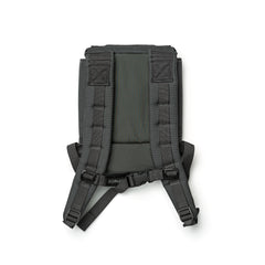 Black backpack straps and a padded back panel of the RPC 3.0 + 10lb Ruck Sandplate, designed for plate carrier use, viewed from above on a white background.