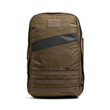 GORUCK Ranger Green rucksack backpack with black diagonal accent, logo, and MOLLE webbing