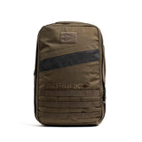 GORUCK 20L Ranger Green backpack with black stripe and durable MOLLE webbing front