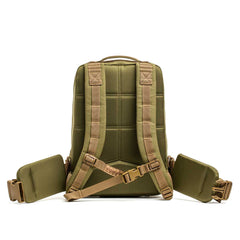 The Rucker 4.0 in olive green is displayed from the back, featuring padded straps, a hip belt, and ruck plate compatibility, all set against a white background.