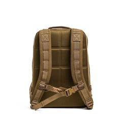 Olive green Rucker 4.0 backpack shown from the back, featuring padded straps, a top handle, and built to carry Ruck Plates for comfortable rucking.