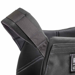 GORUCK grey rucking weight vest close-up with padded straps and durable stitching