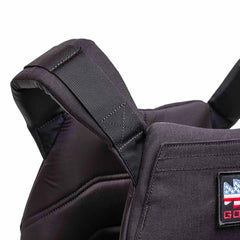GORUCK black rucking weight vest L-XL with padded straps and visible USA flag patch