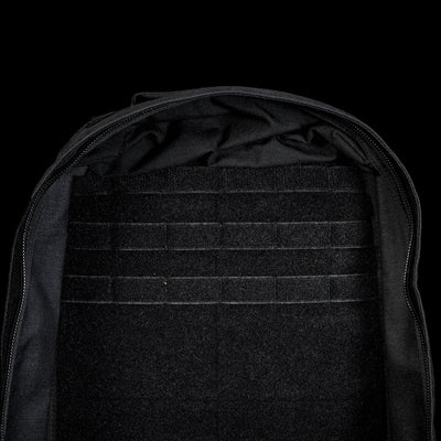 The inside of the empty GR1 Shooter 26L - Built by SCARS backpack features velcro panels and horizontal straps, made from Special Forces Grade CORDURA® for exceptional durability and performance.