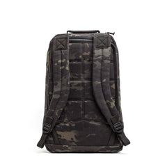The GR1 USA Slick - Ballistic Nylon Cordura backpack in black camo, shown from the back, highlights its padded shoulder straps, back panel, and bombproof laptop compartment.
