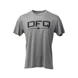 The DFQ Tee - Tri-Blend is a heather gray premium t-shirt with "DFQ" in bold black letters across the chest—an inspiring apparel choice for daily motivation.